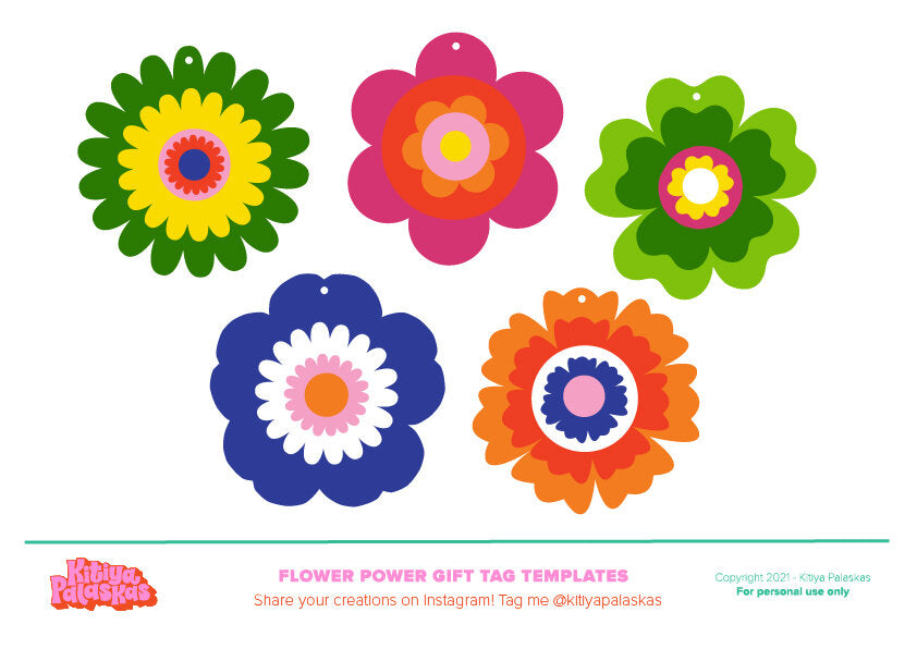 Flower Power Gift Tags (SVG + PDF Digital Template Bundle)